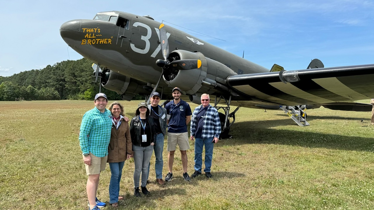 Mitchell Team Flies on Historic C-47 Skytrain that Led D-Day